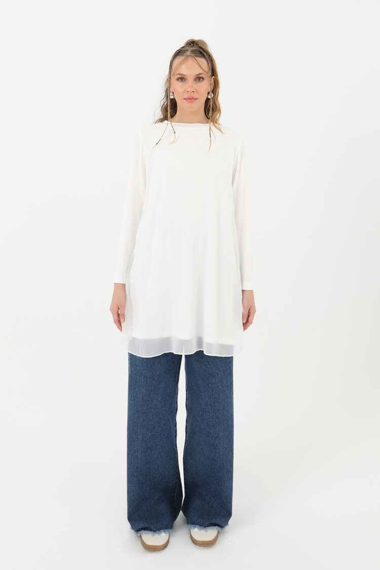 Women's Turtleneck Tulle Detail Blouse - Puane - Globality Store - Women Clothes Wholesale Turkey