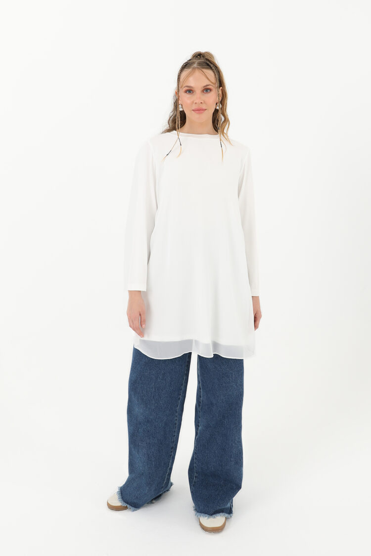 Women's Turtleneck Tulle Detail Blouse