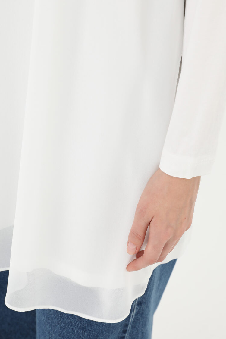 Women's Turtleneck Tulle Detail Blouse