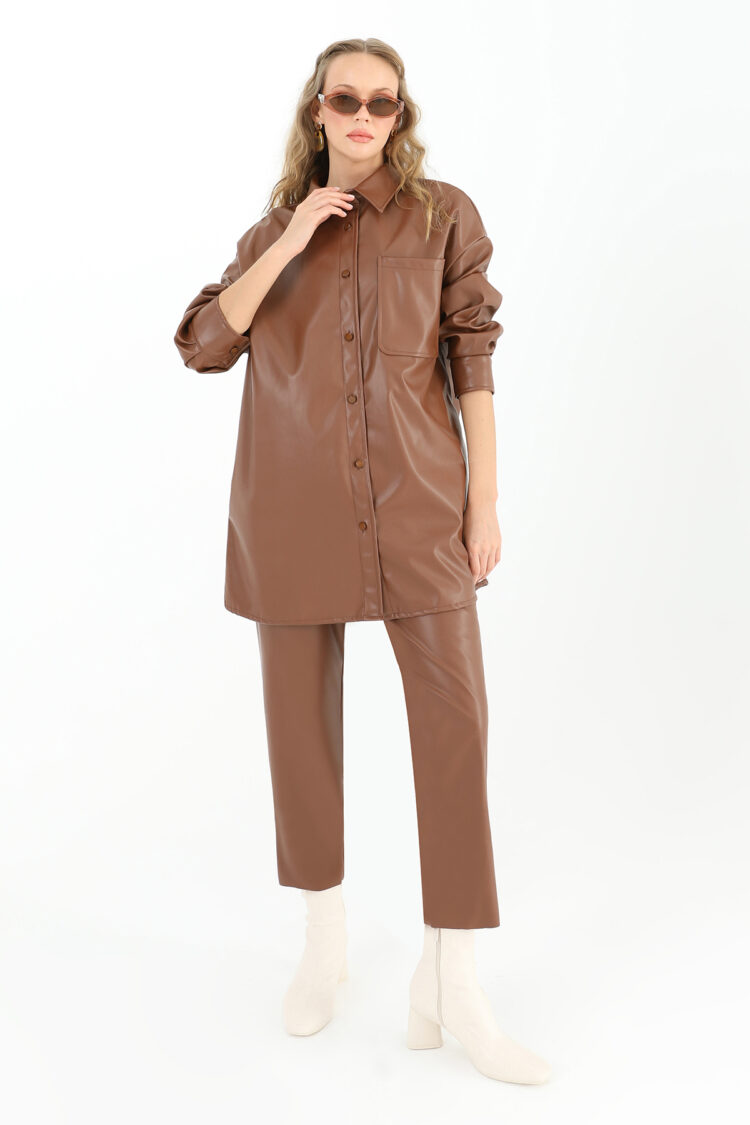 Women's Leather Shirt With Pockets