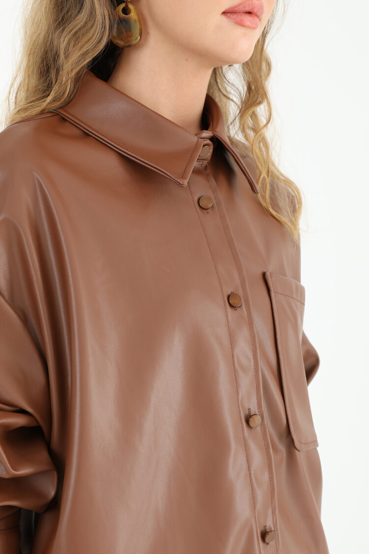 Women's Leather Shirt With Pockets