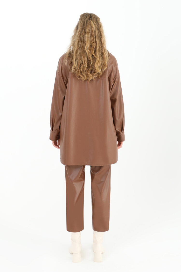 Women's Leather Shirt With Pockets