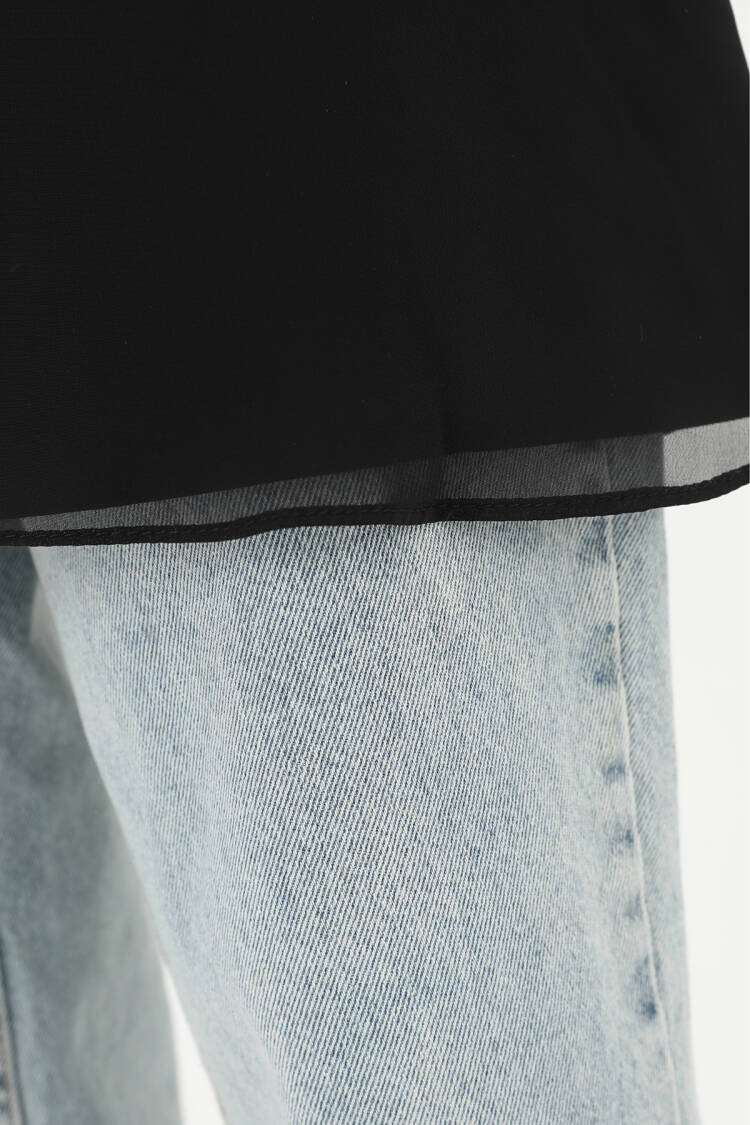 Women's Turtleneck Tulle Detailed Blouse