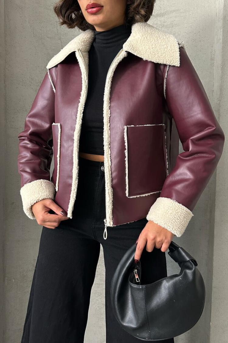 Cream Zippered Leather