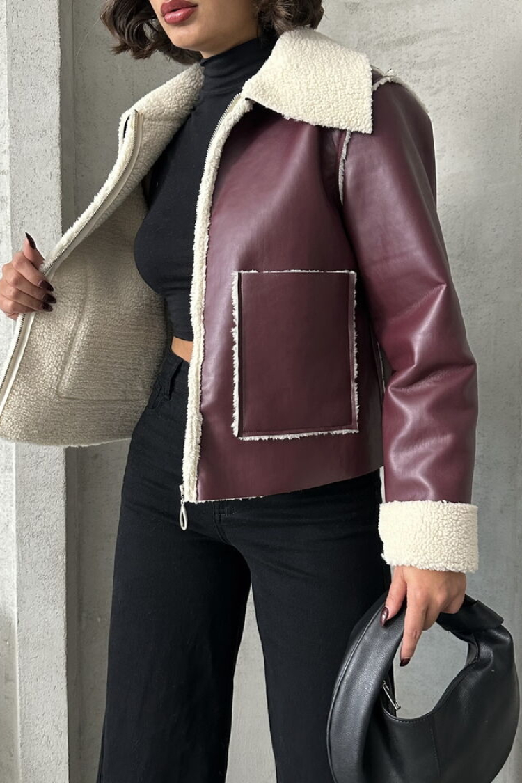 Cream Zippered Leather