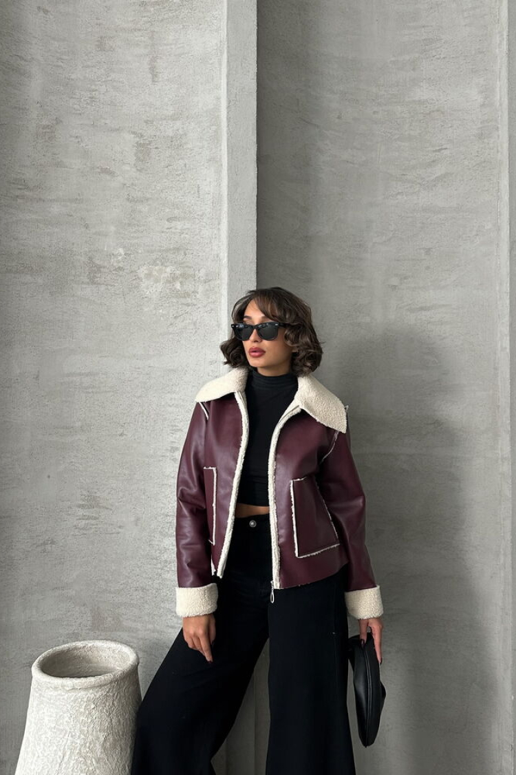 Cream Zippered Leather