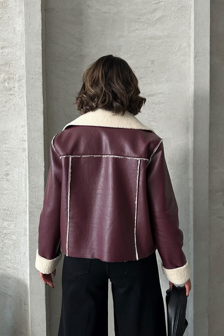 Cream Zippered Leather