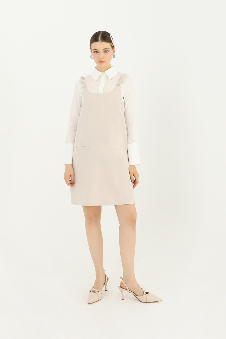 Gathered Strap Detail Short Dress - SOUL - Globality Store - Women Clothes Wholesale Turkey