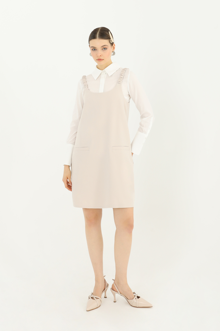 Gathered Strap Detail Short Dress