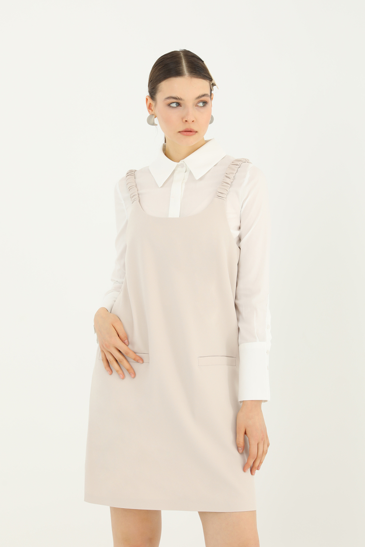 Gathered Strap Detail Short Dress