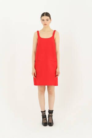 Short Dress With Pleated Strap Detail - Coral - SOUL - Globality Store - Women Clothes Wholesale Turkey