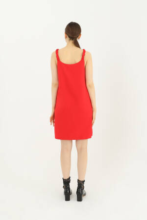 Short Dress With Pleated Strap Detail - Coral - SOUL - Globality Store - Women Clothes Wholesale Turkey