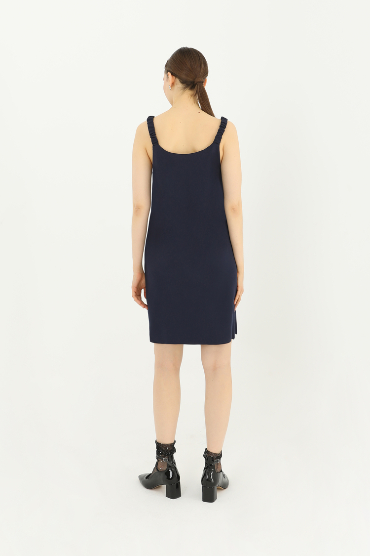 Short Dress With Pleated Strap Detail