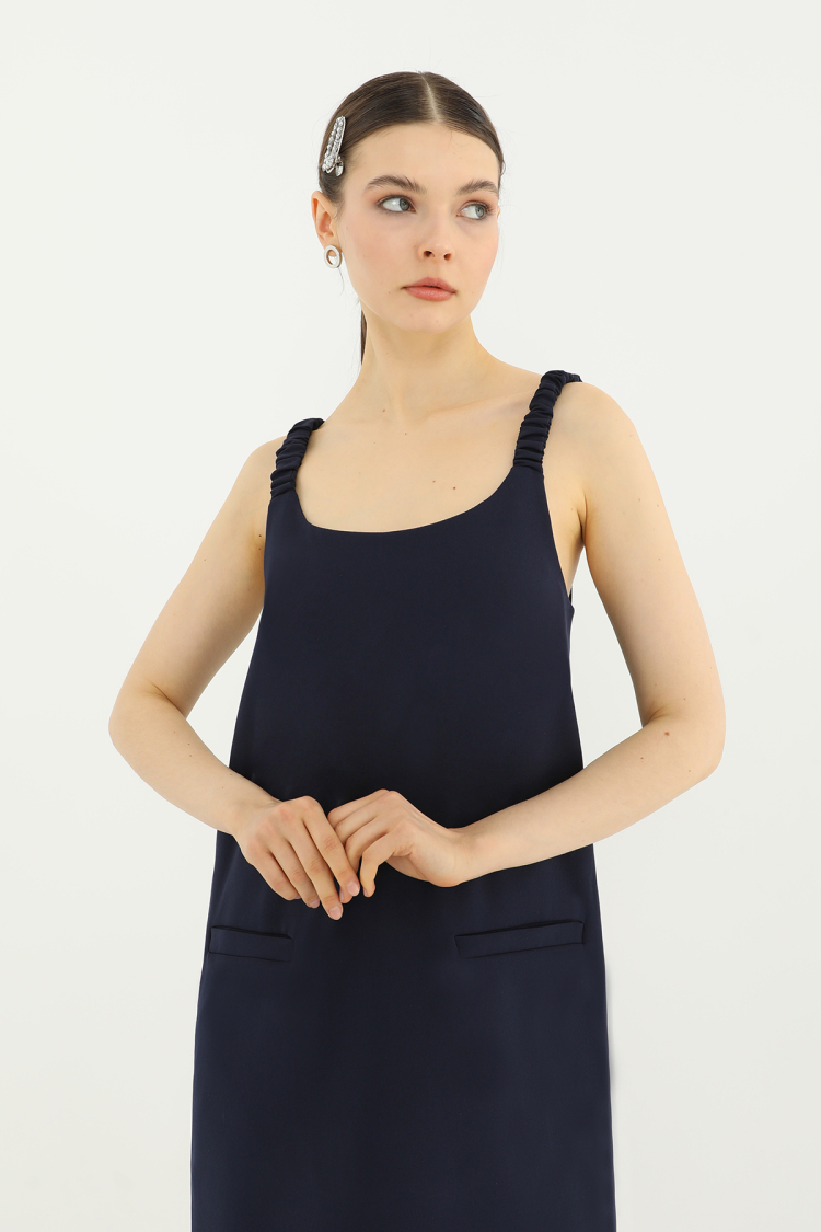 Short Dress With Pleated Strap Detail