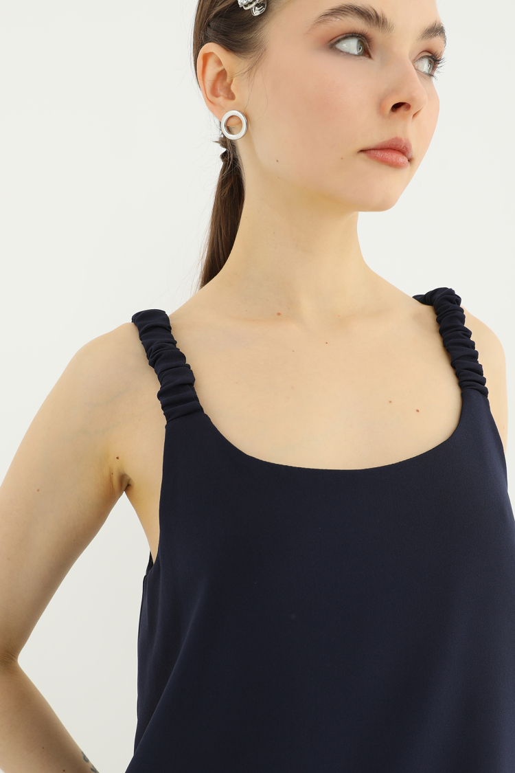 Short Dress With Pleated Strap Detail