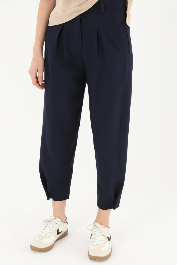 Pleated Front Buttoned Leg Trousers