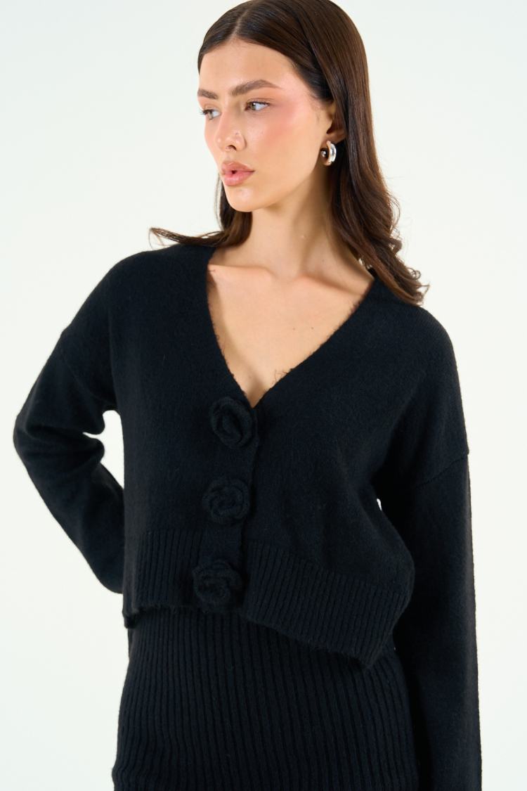 Rose Dress Cardigan Set - Qustyle - Globality Store - Women Clothes Wholesale Turkey