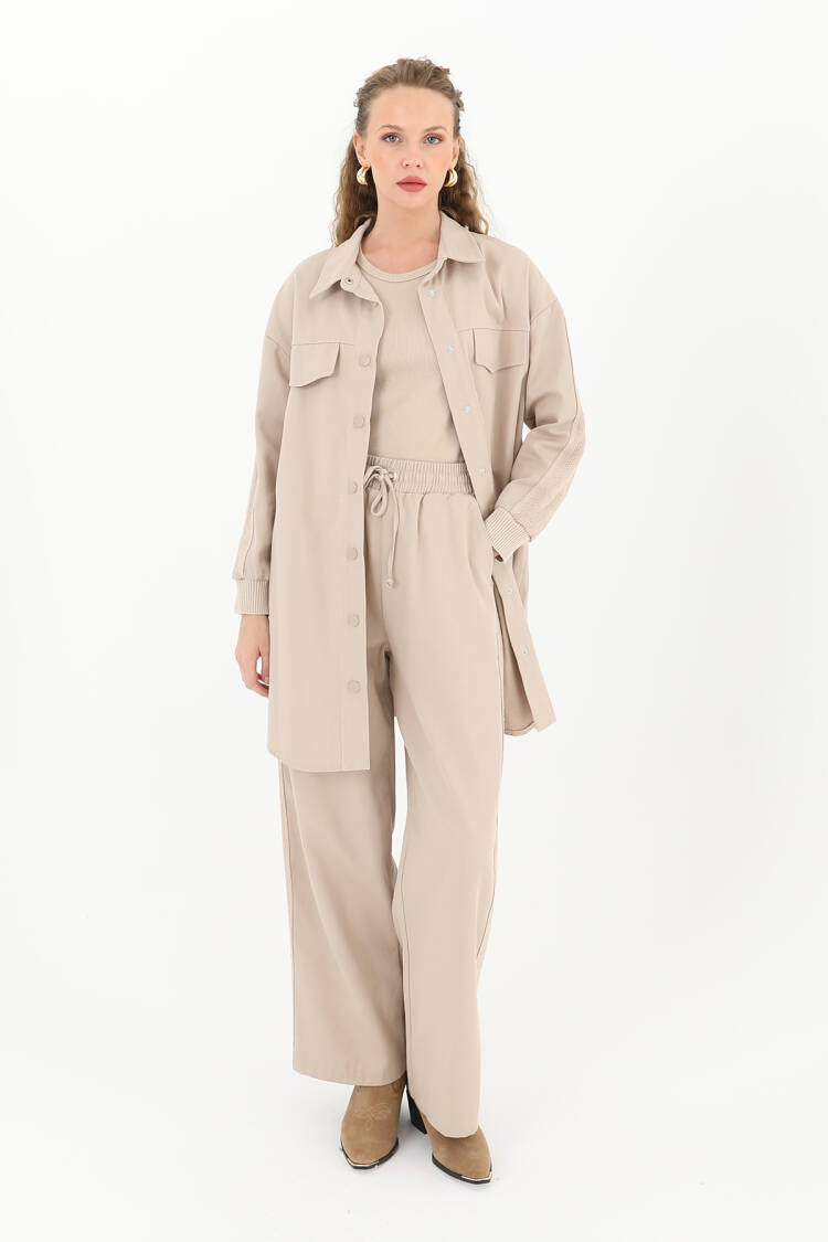 Sleeve Detailed Two Piece Suit - Puane - Globality Store - Women Clothes Wholesale Turkey