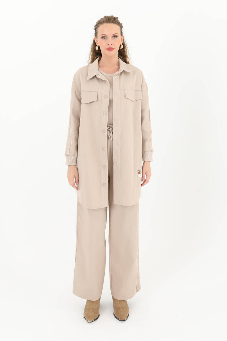 Sleeve Detailed Two Piece Suit