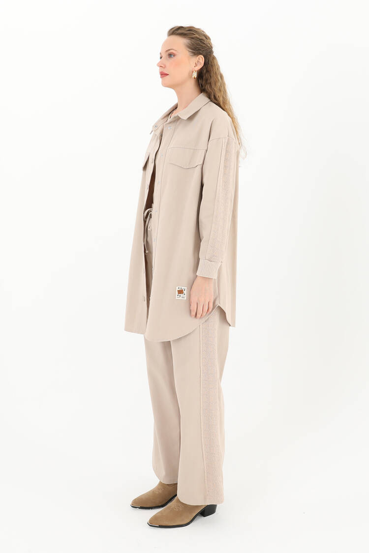 Sleeve Detailed Two Piece Suit