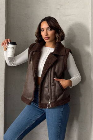 Suede Collar Fur Vest - Topshow - Globality Store - Women Clothes Wholesale Turkey