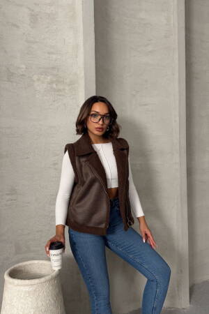 Suede Collar Fur Vest - Topshow - Globality Store - Women Clothes Wholesale Turkey