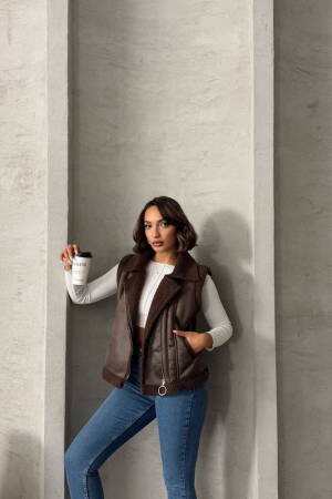 Suede Collar Fur Vest - Topshow - Globality Store - Women Clothes Wholesale Turkey