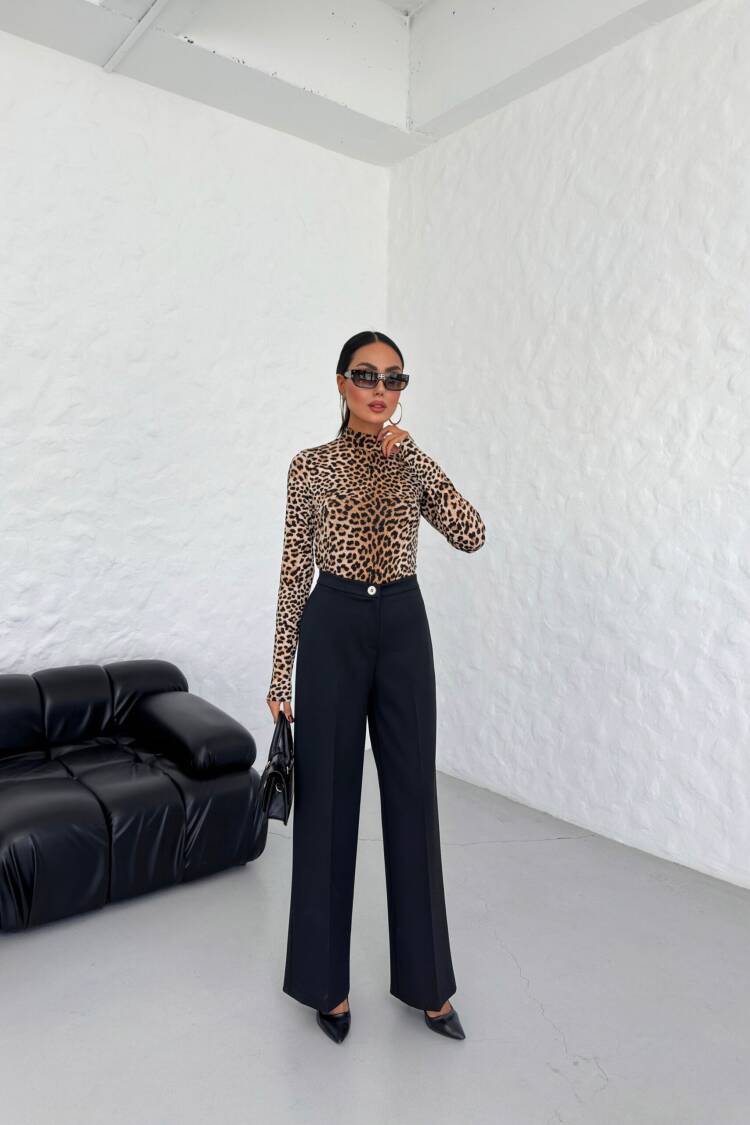 230 Gr Poly Viscose Lycra Metal Button Palazzo Trousers - Ouz Fashion - Globality Store - Women Clothes Wholesale Turkey