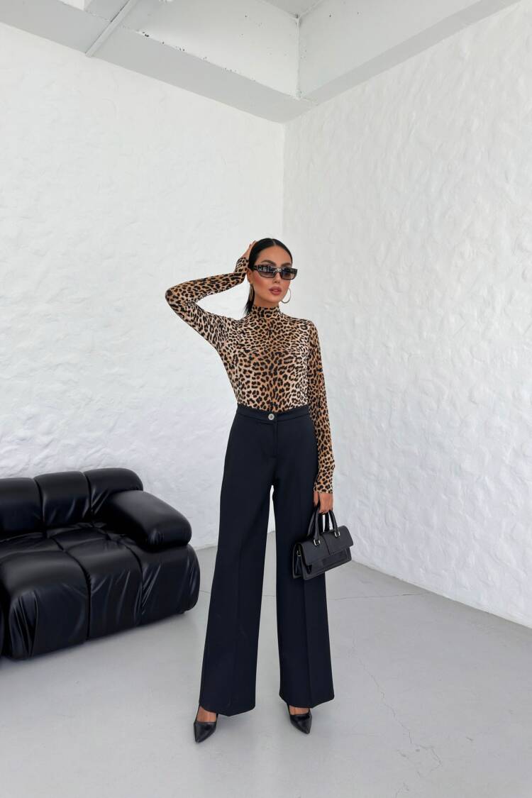 230 Gr Poly Viscose Lycra Metal Button Palazzo Trousers