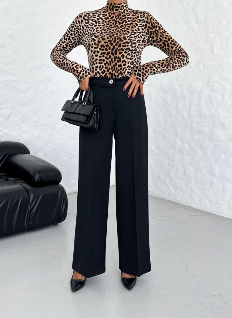 230 Gr Poly Viscose Lycra Metal Button Palazzo Trousers