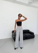 230 Gr Poly Viscose Lycra Metal Button Palazzo Trousers - Ouz Fashion - Globality Store - Women Clothes Wholesale Turkey