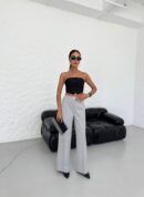 230 Gr Poly Viscose Lycra Metal Button Palazzo Trousers - Ouz Fashion - Globality Store - Women Clothes Wholesale Turkey