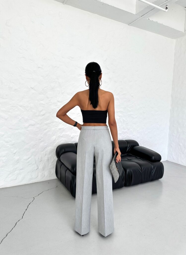 230 Gr Poly Viscose Lycra Metal Button Palazzo Trousers