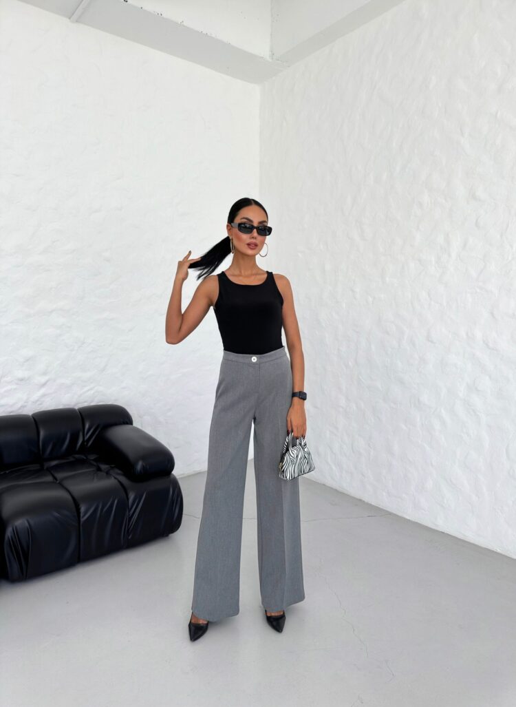 230 Gr Poly Viscose Lycra Metal Button Palazzo Trousers - Ouz Fashion - Globality Store - Women Clothes Wholesale Turkey