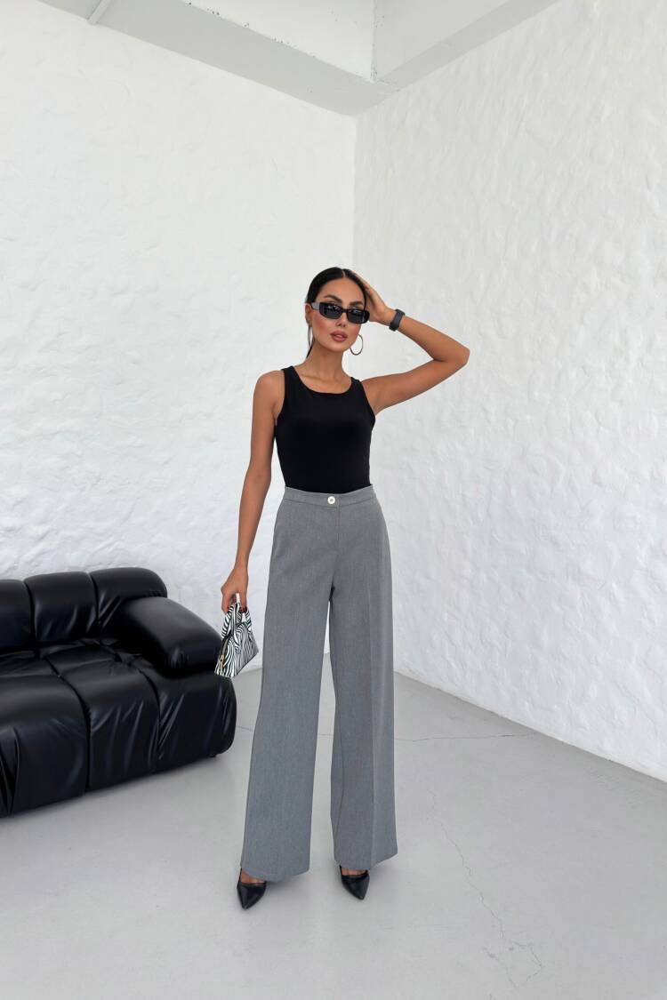 230 Gr Poly Viscose Lycra Metal Button Palazzo Trousers