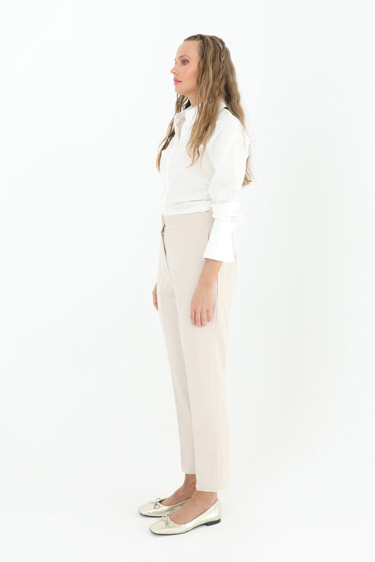 Women's Carrot Shape Fabric Trousers