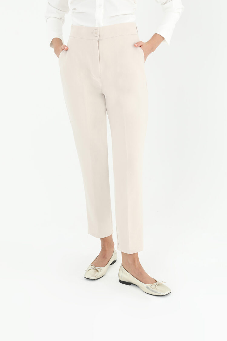 Women's Carrot Shape Fabric Trousers