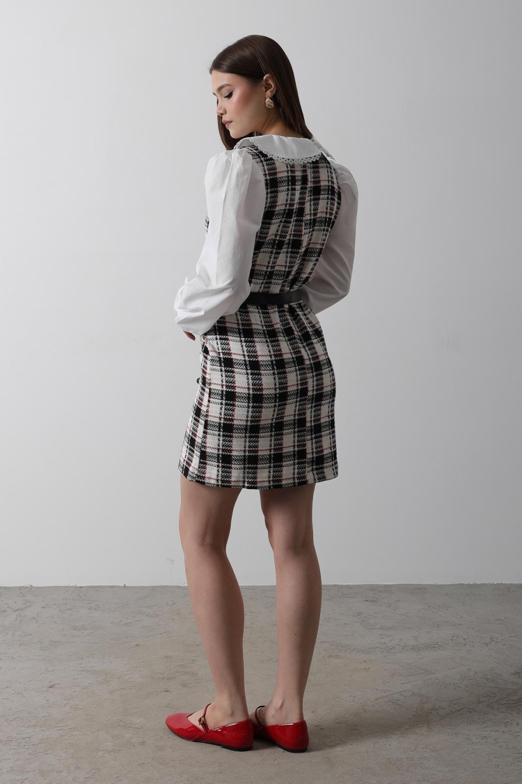 Plaid Shirt Detail Dress -