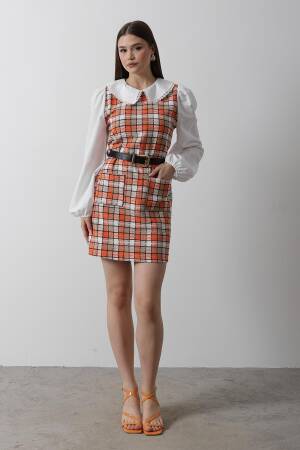 Plaid Shirt Detail Dress - Reyon - Globality Store - Women Clothes Wholesale Turkey