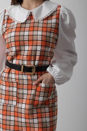 Plaid Shirt Detail Dress - Reyon - Globality Store - Women Clothes Wholesale Turkey