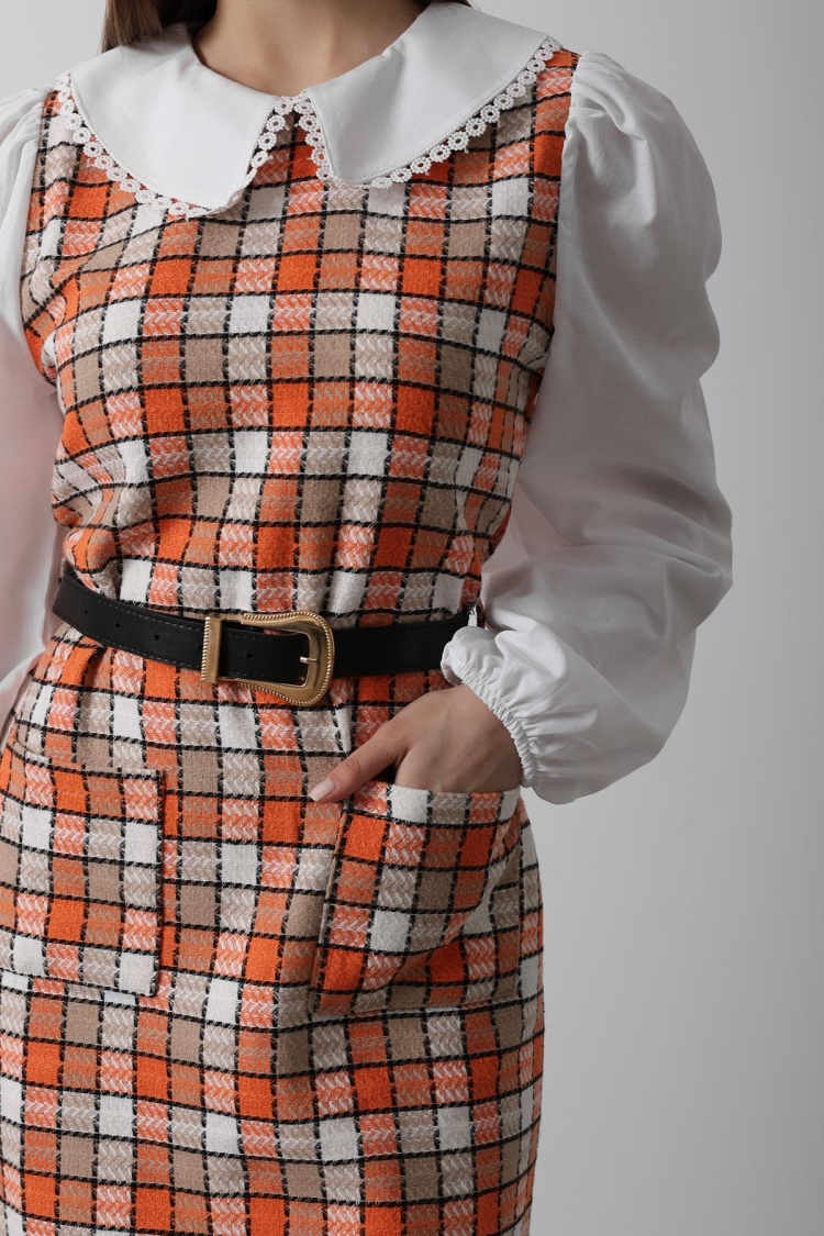 Plaid Shirt Detail Dress