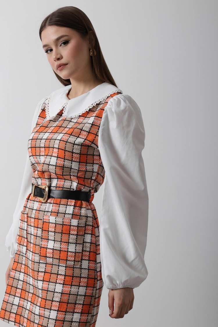 Plaid Shirt Detail Dress