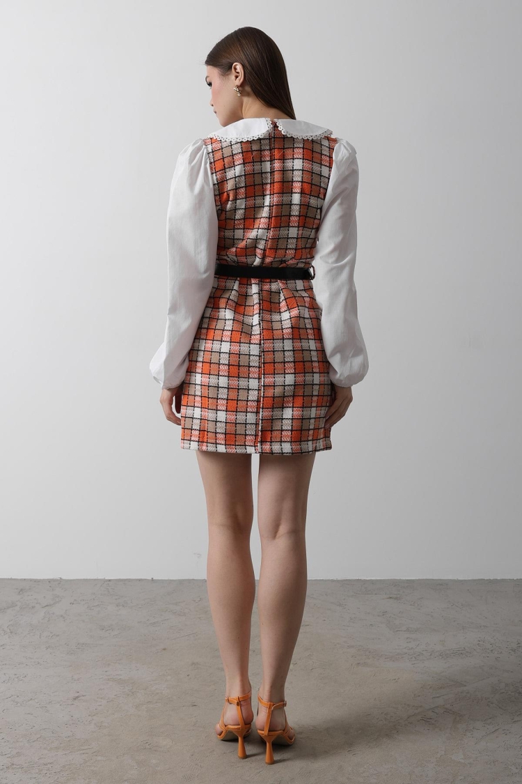 Plaid Shirt Detail Dress