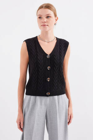 Buttoned Short Knit Vest - Bigdart - Globality Store - Women Clothes Wholesale Turkey