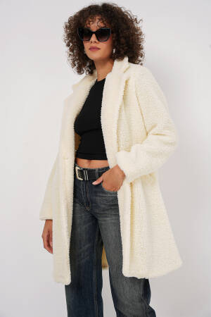 Oversize Plush Coat - Ecru - Bigdart - Globality Store - Women Clothes Wholesale Turkey