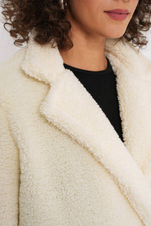 Oversize Plush Coat - Ecru - Bigdart - Globality Store - Women Clothes Wholesale Turkey