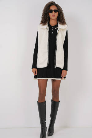 Plush Vest - White - Bigdart - Globality Store - Women Clothes Wholesale Turkey