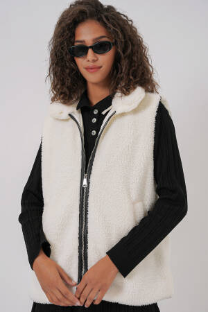 Plush Vest - White - Bigdart - Globality Store - Women Clothes Wholesale Turkey