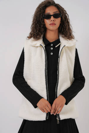 Plush Vest - White - Bigdart - Globality Store - Women Clothes Wholesale Turkey