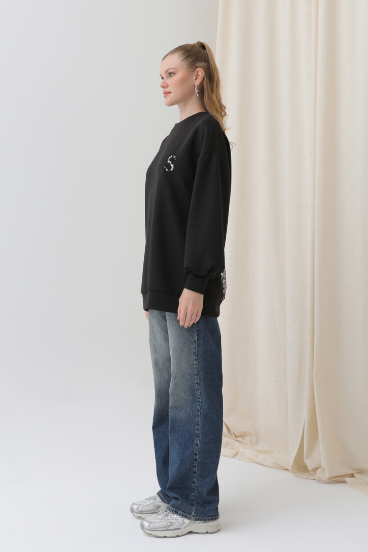 Women's Back Leopard Detail Sweatshirt